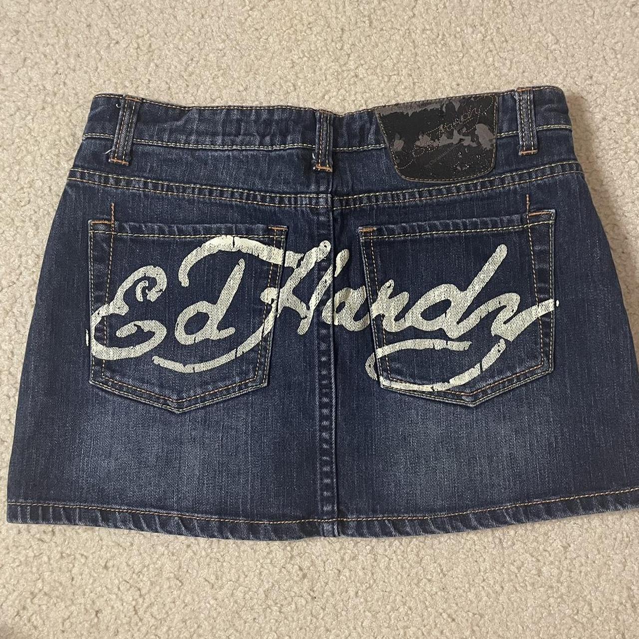 Ed hardy mini skirt. Good condition, size 27in... - Depop