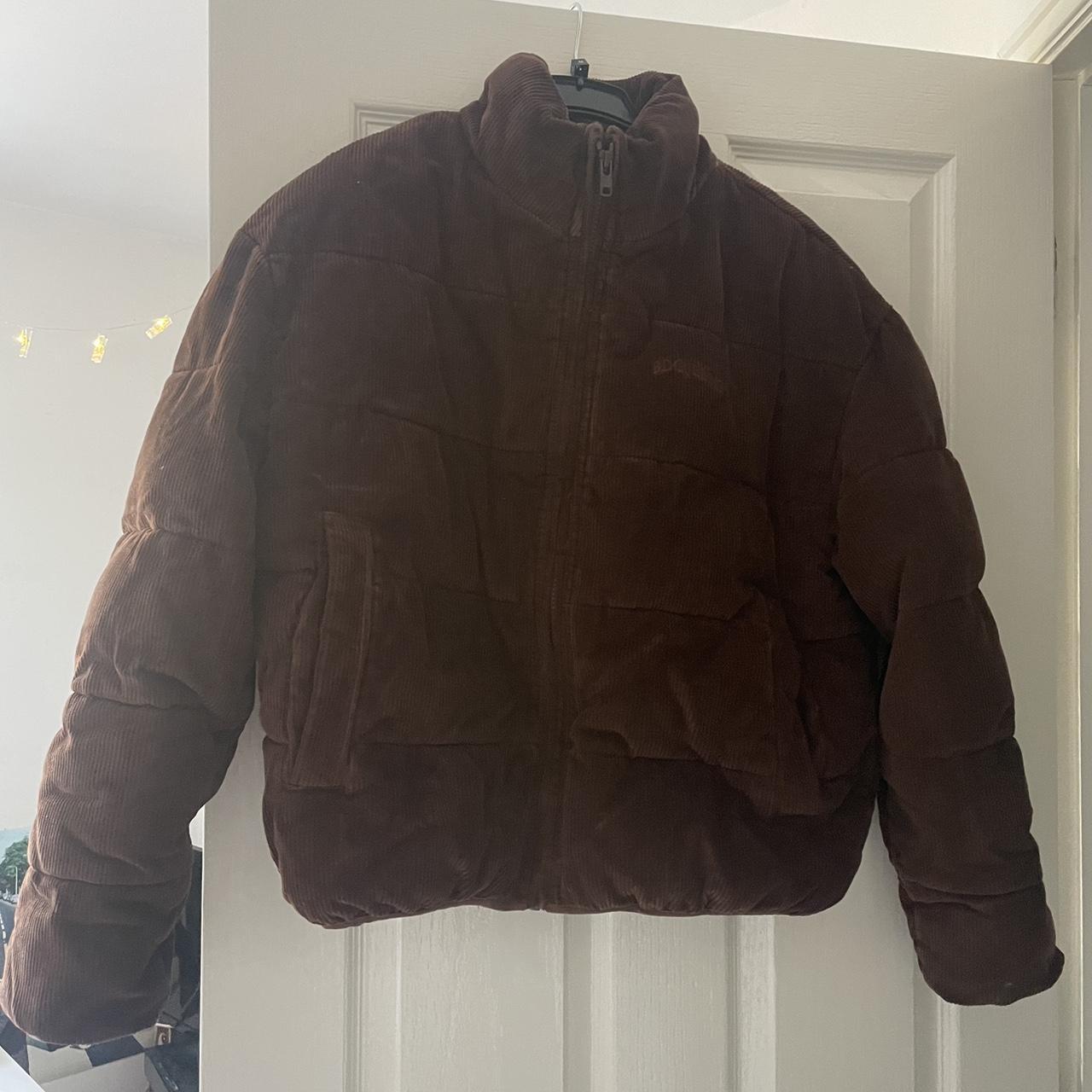 dark brown corduroy bomber coat never worn - Depop