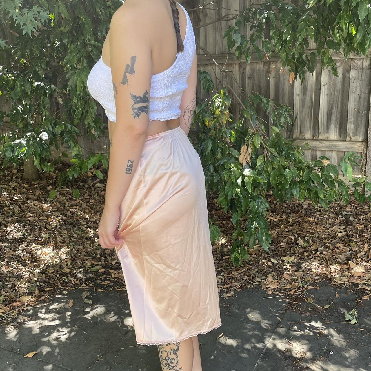 Samon pink silk skirt Thrifted Size small Labeled... - Depop