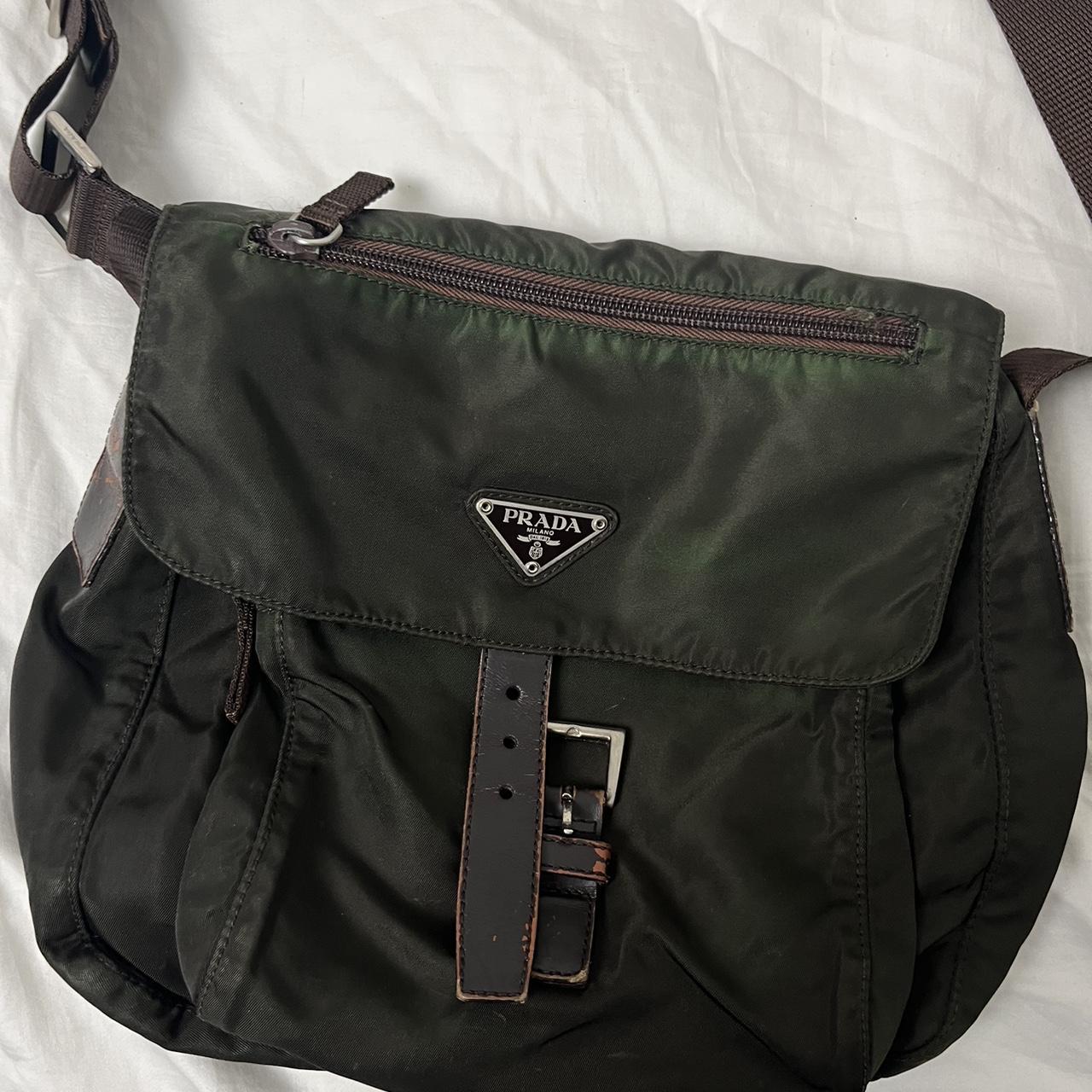 Authentic Prada Nylon Messenger Bag Very Dark... - Depop