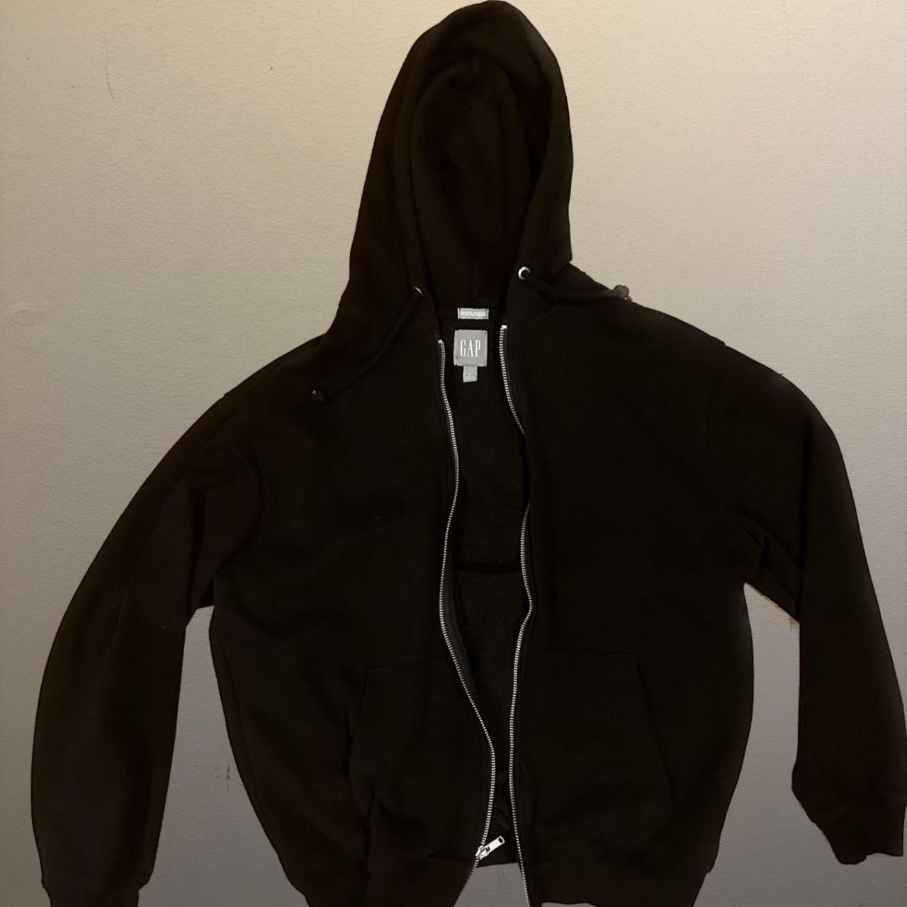 small black GAP zip up!! Worn once or twice, in... - Depop