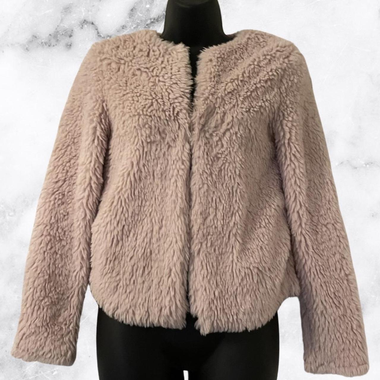Pink fluffy faux fur coat Size XS H&M New without... Depop