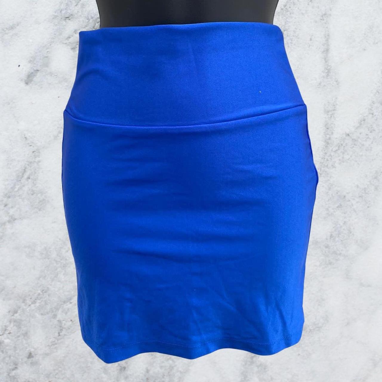 Blue Lycra mini skirt Size small (6-8) Forever... - Depop