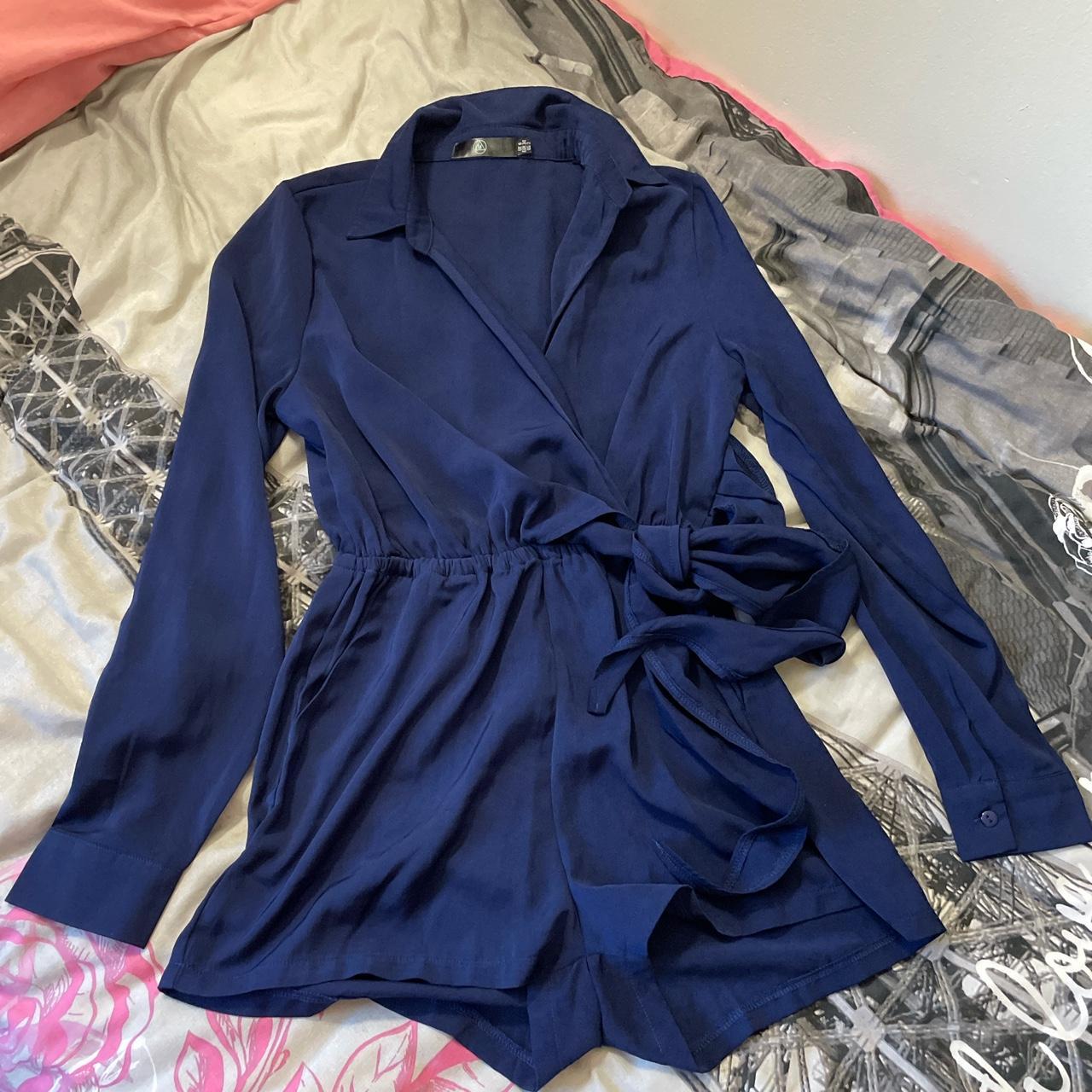 Missguided blue long sleeve side tie up... - Depop