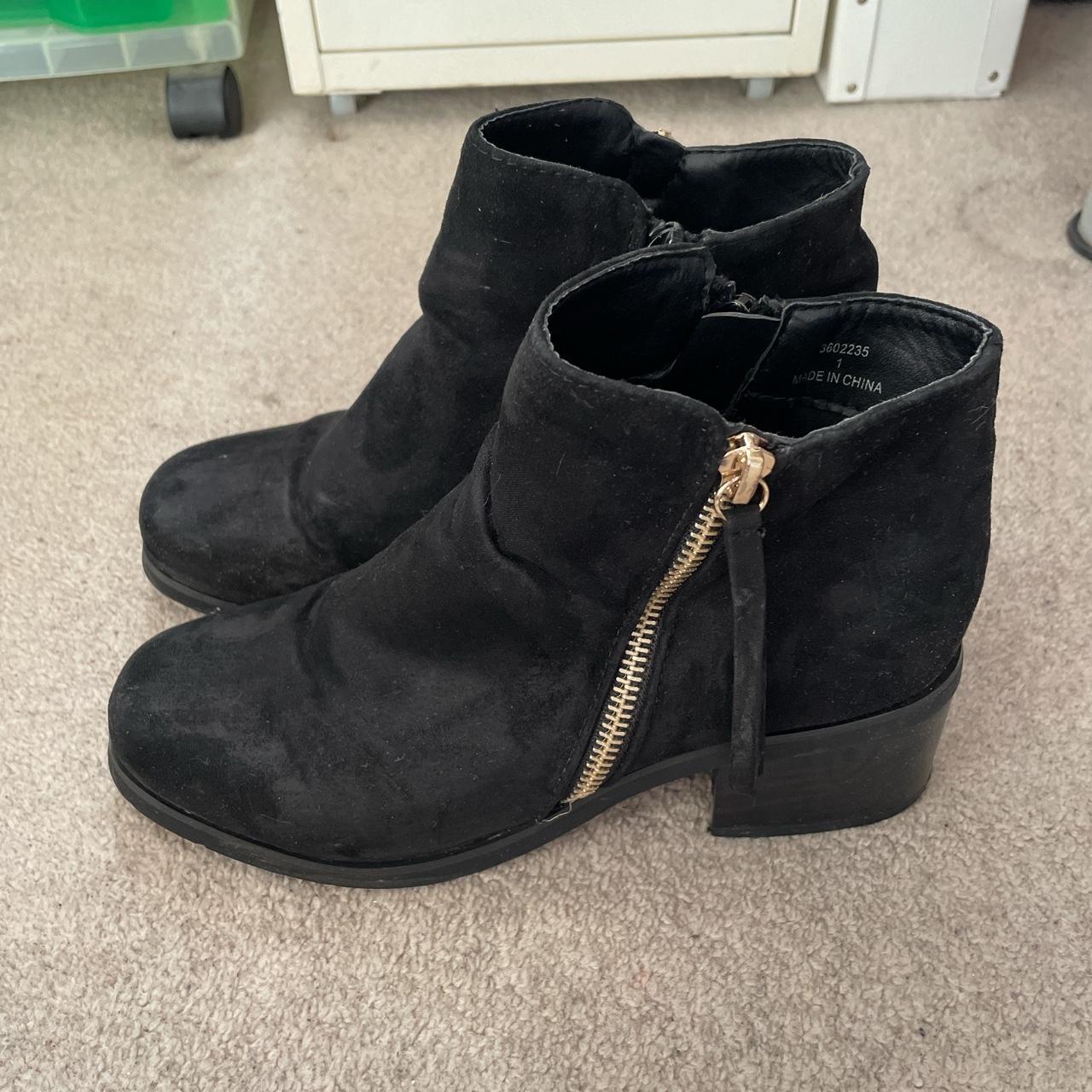 New look black ankle boot heels with inner zip and... - Depop