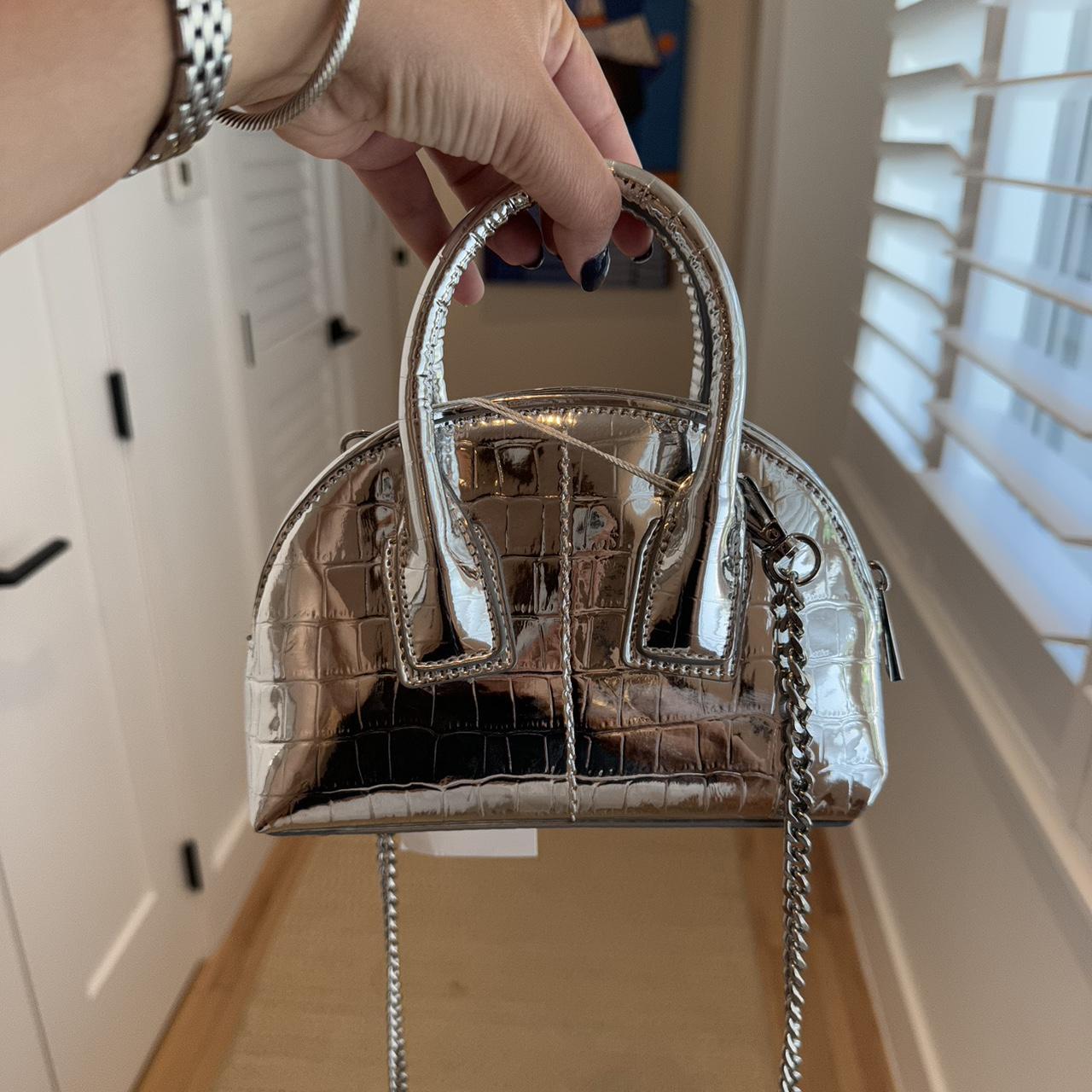 Zara metallic handbag with attachable strap NWT Depop