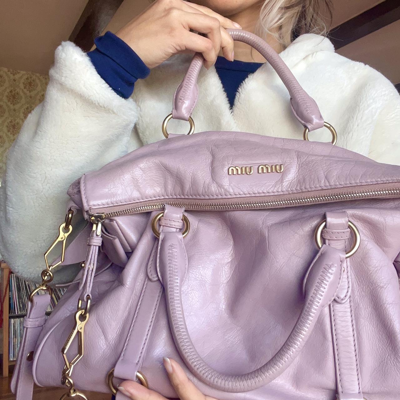 Vintage Miu Miu Vitello bag in lavender color. In... Depop
