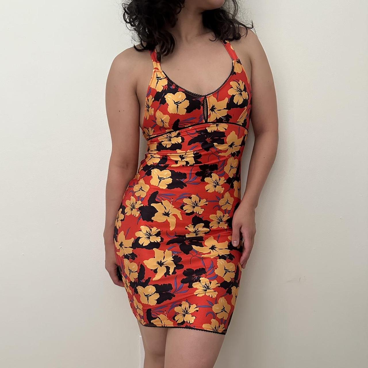 Y2k floral Hawaiian print halter neck bodycon dress