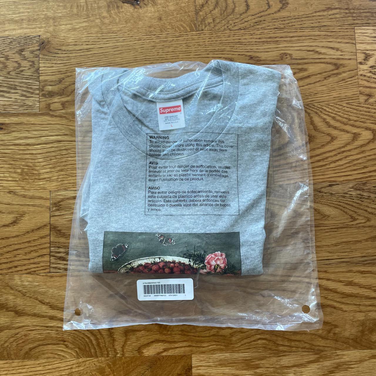 Brand New Supreme Strawberries Tee Grey Size... - Depop