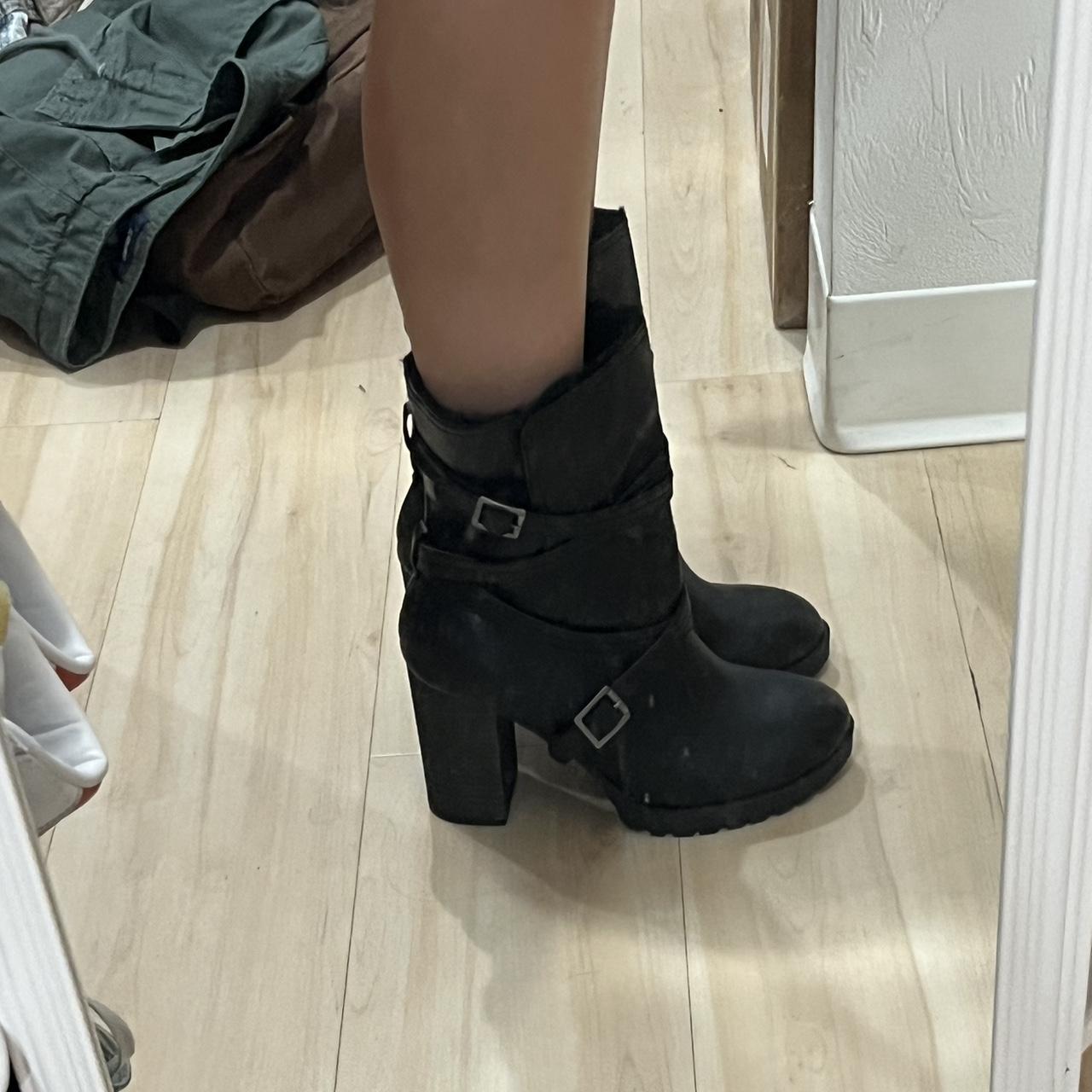 Black Heel Boots - size women’s 10, but still fit... - Depop