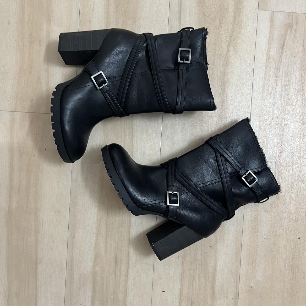 Black Heel Boots - size women’s 10, but still fit... - Depop