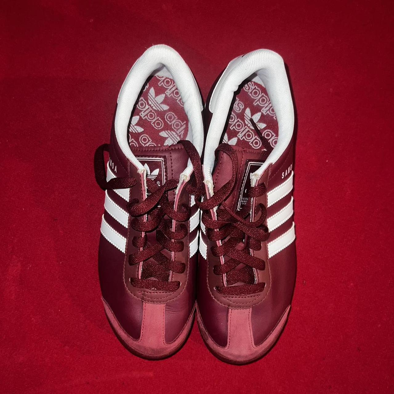 Adidas Samoa burgundy and white Gazelle trainer