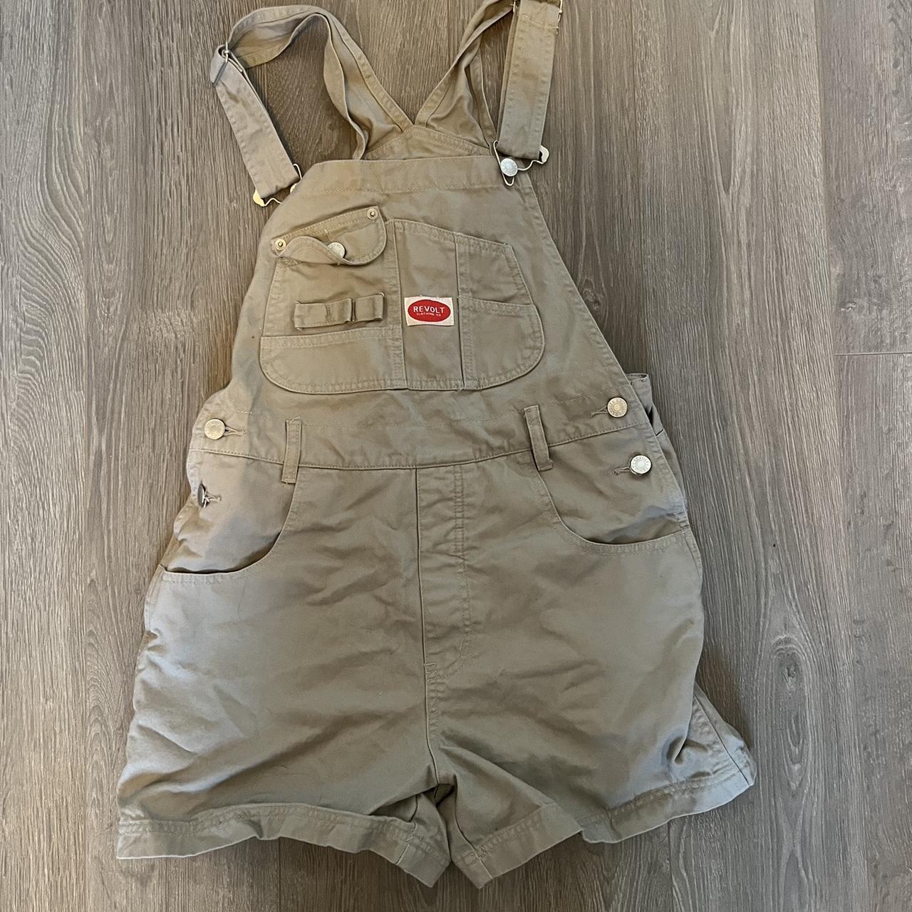 Women's Cream and Khaki Dungareesoveralls Depop