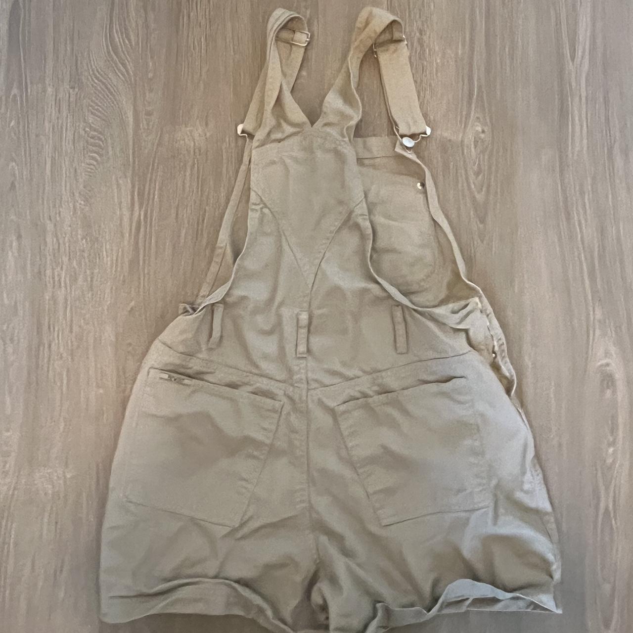 Women's Cream and Khaki Dungareesoveralls Depop