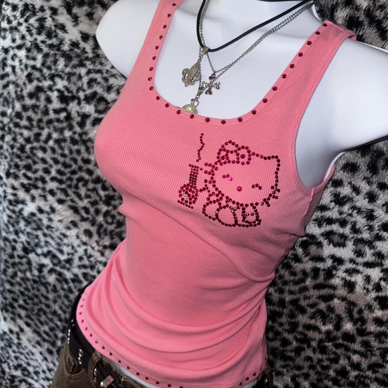 ☆Pink Rhinestone Hello Kitty Tank Top☆ 1 OF 1 & ... - Depop