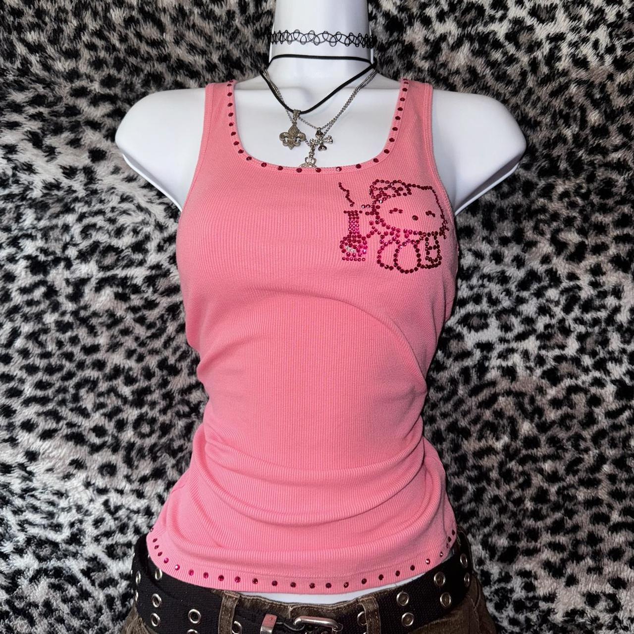 ☆Pink Rhinestone Hello Kitty Tank Top☆ 1 OF 1 & ... - Depop