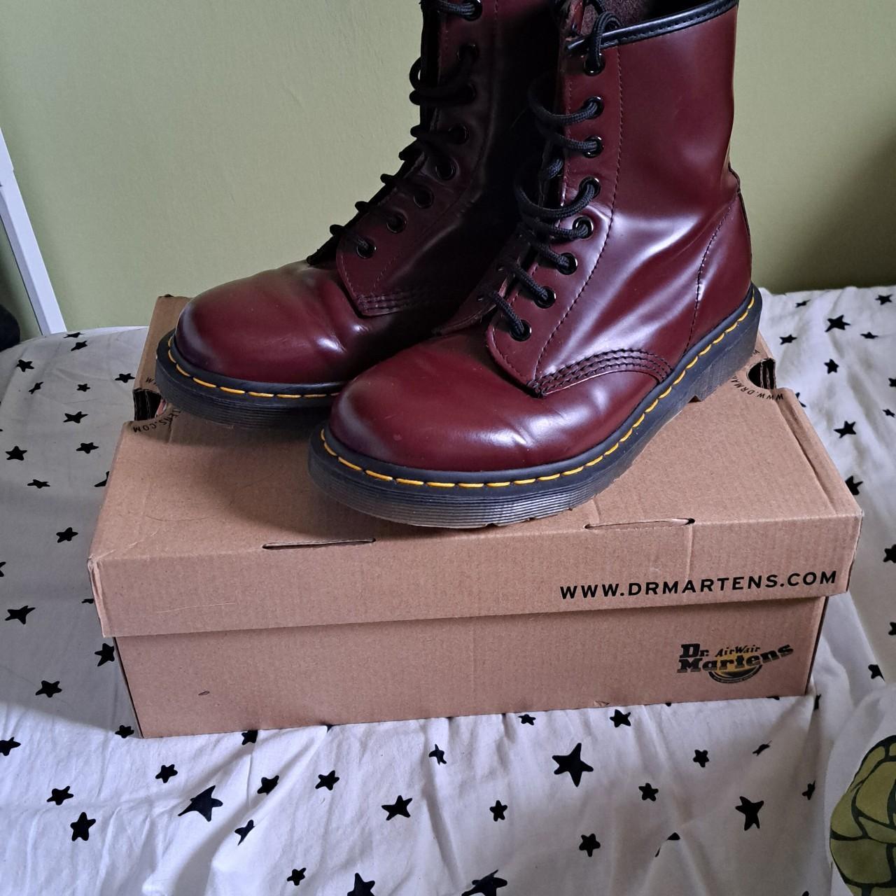 1460 Cherry red doc martens worn only a few times... - Depop