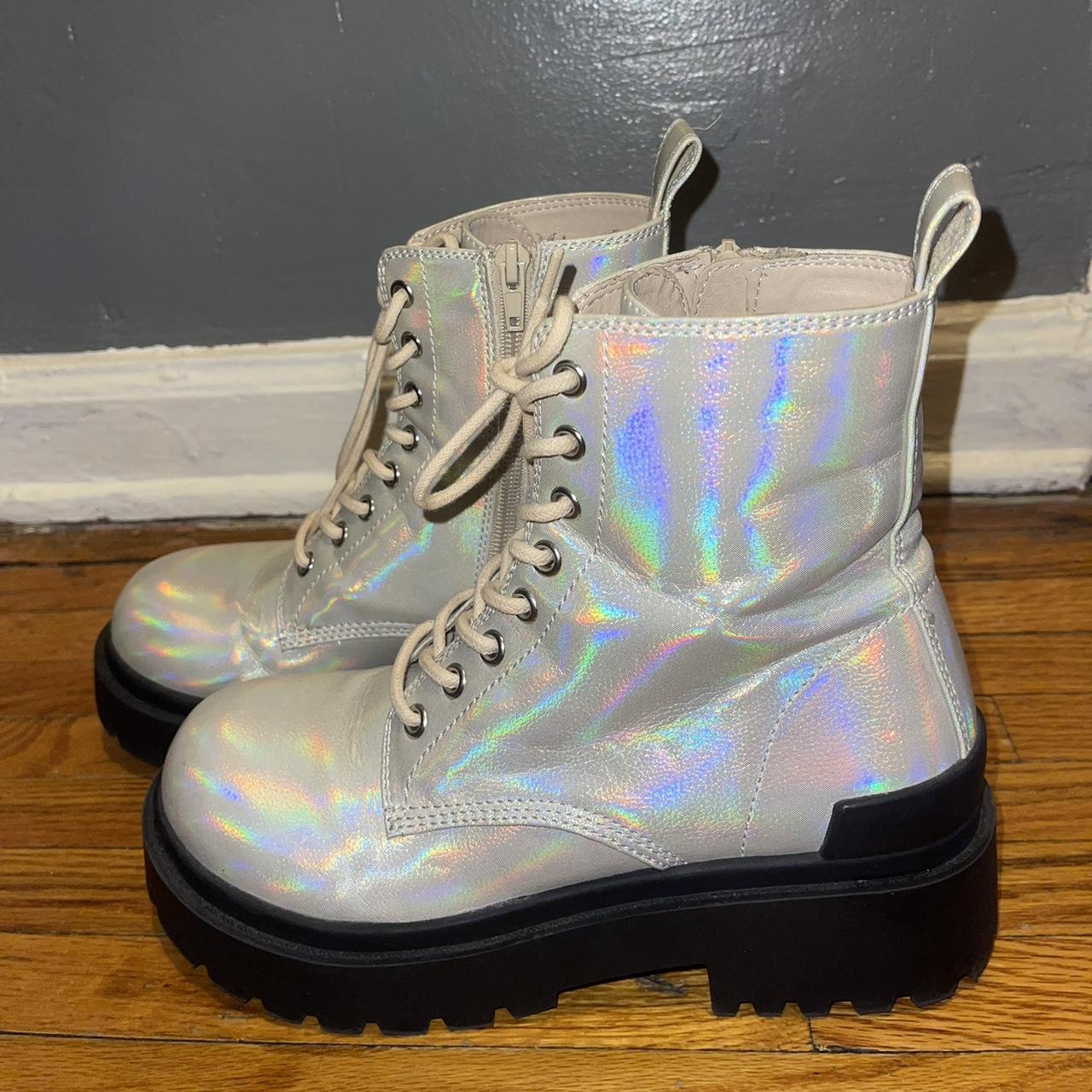 Holographic combat boots forever hot sale 21