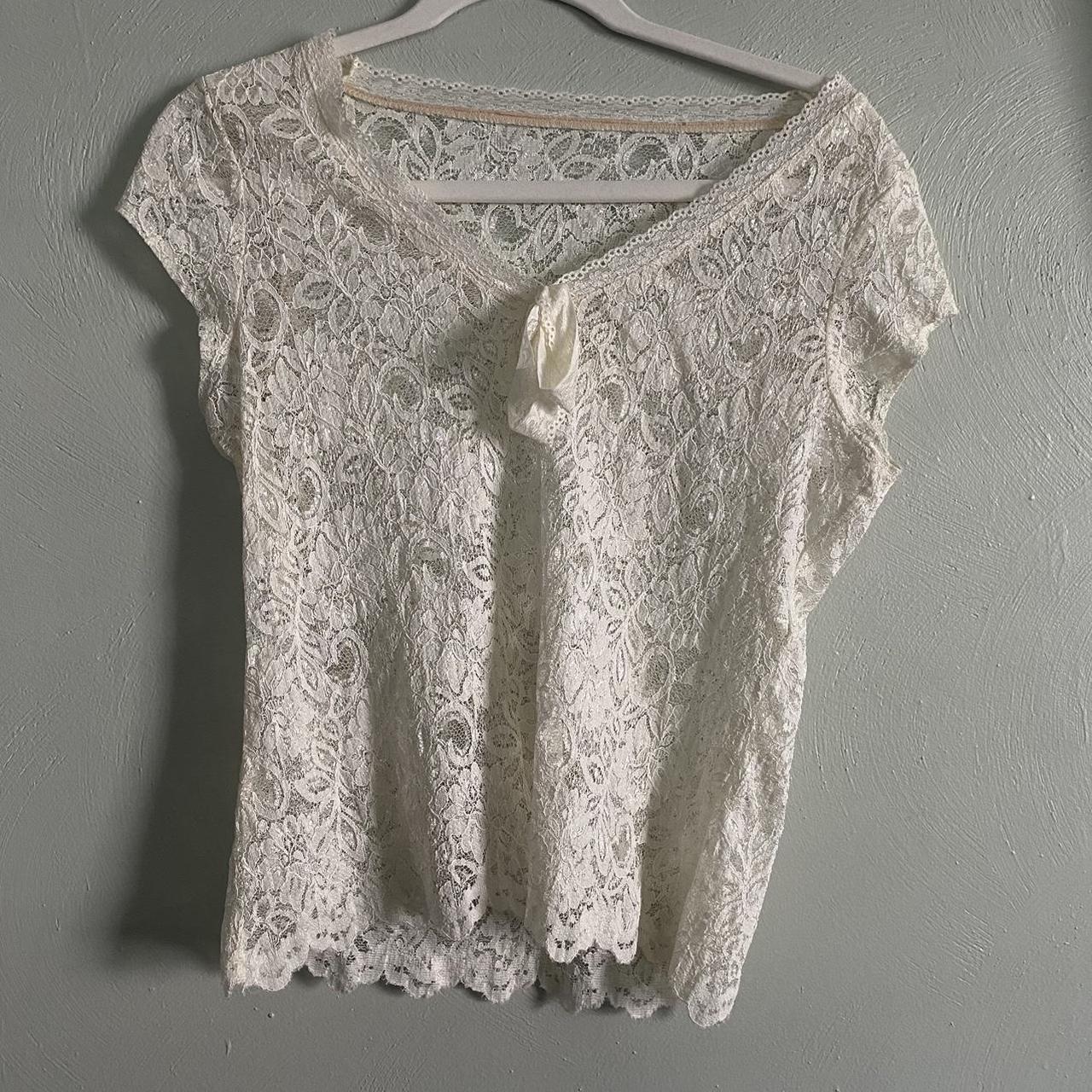 Super cute lace white top. Preloved but in great... - Depop