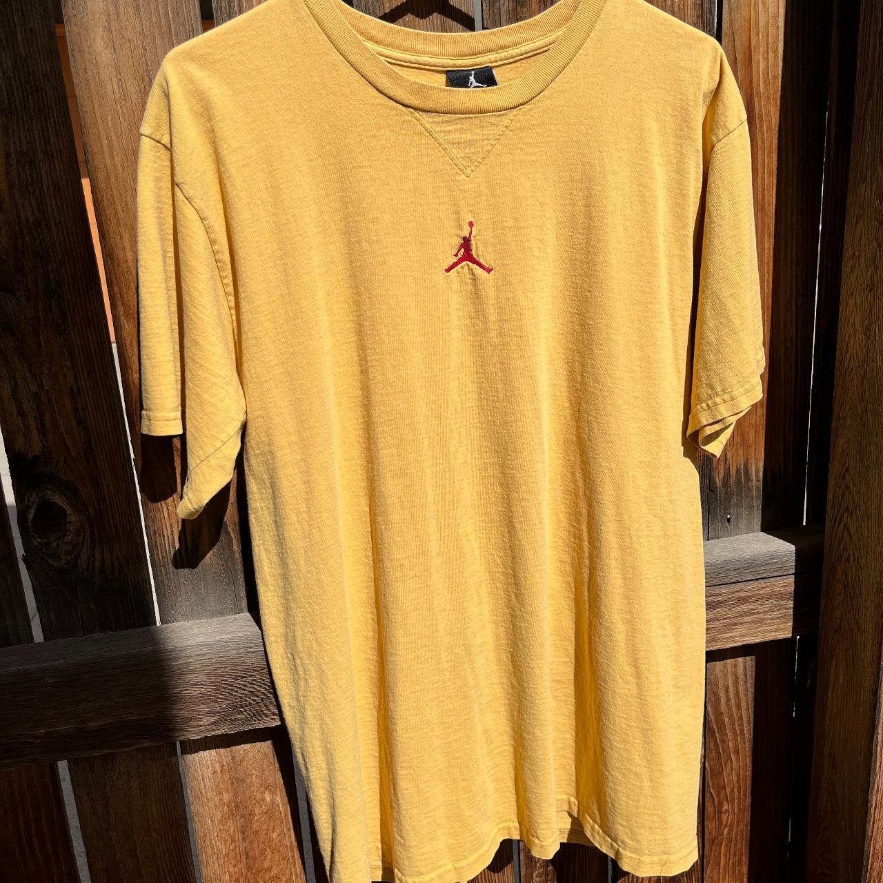 Jordan Men's Yellow and Red Tshirt Depop