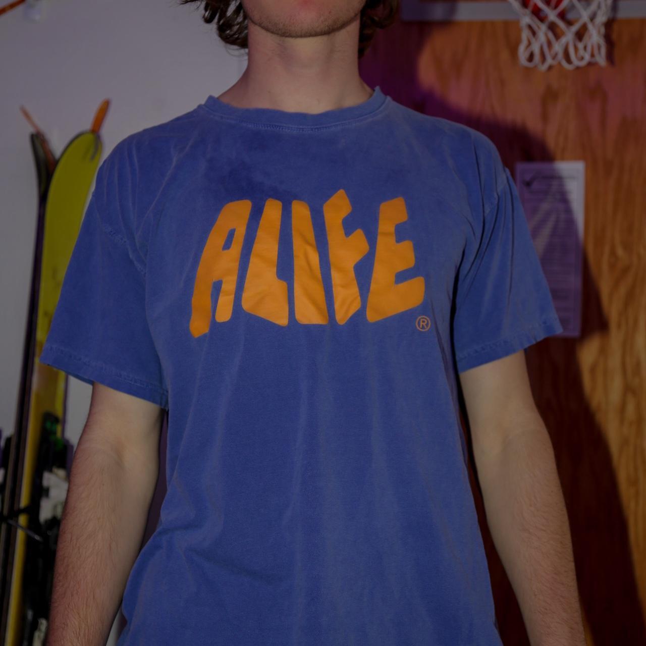 Alife Men's Blue and Orange T-shirt