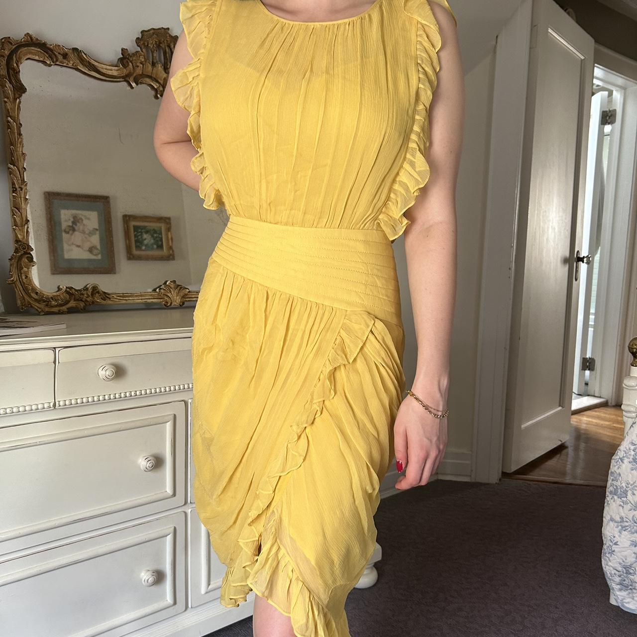 BCBG Maxazria yellow dress. Very pretty and drapes