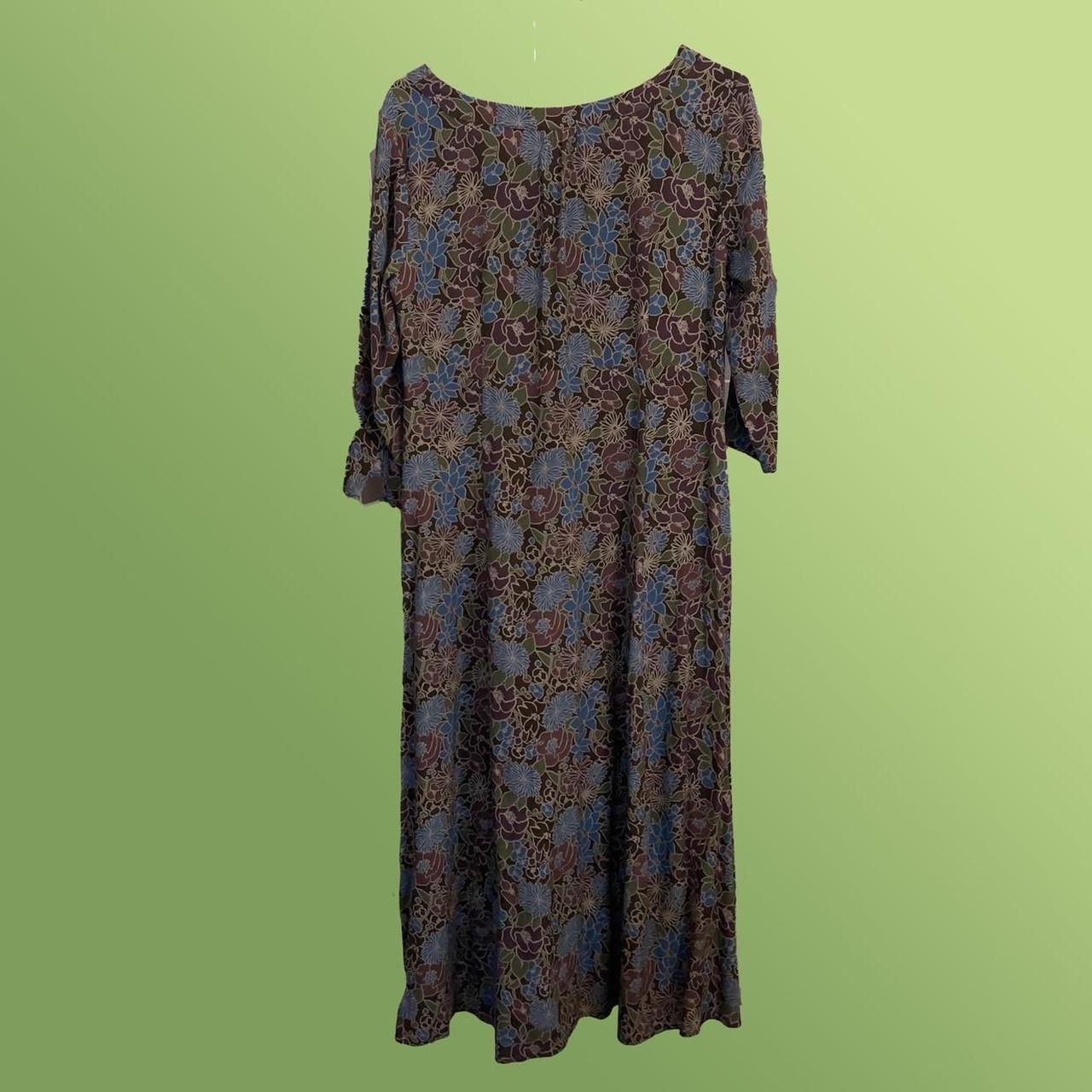 Eddie Bauer Women's Purple and Green Dress Depop