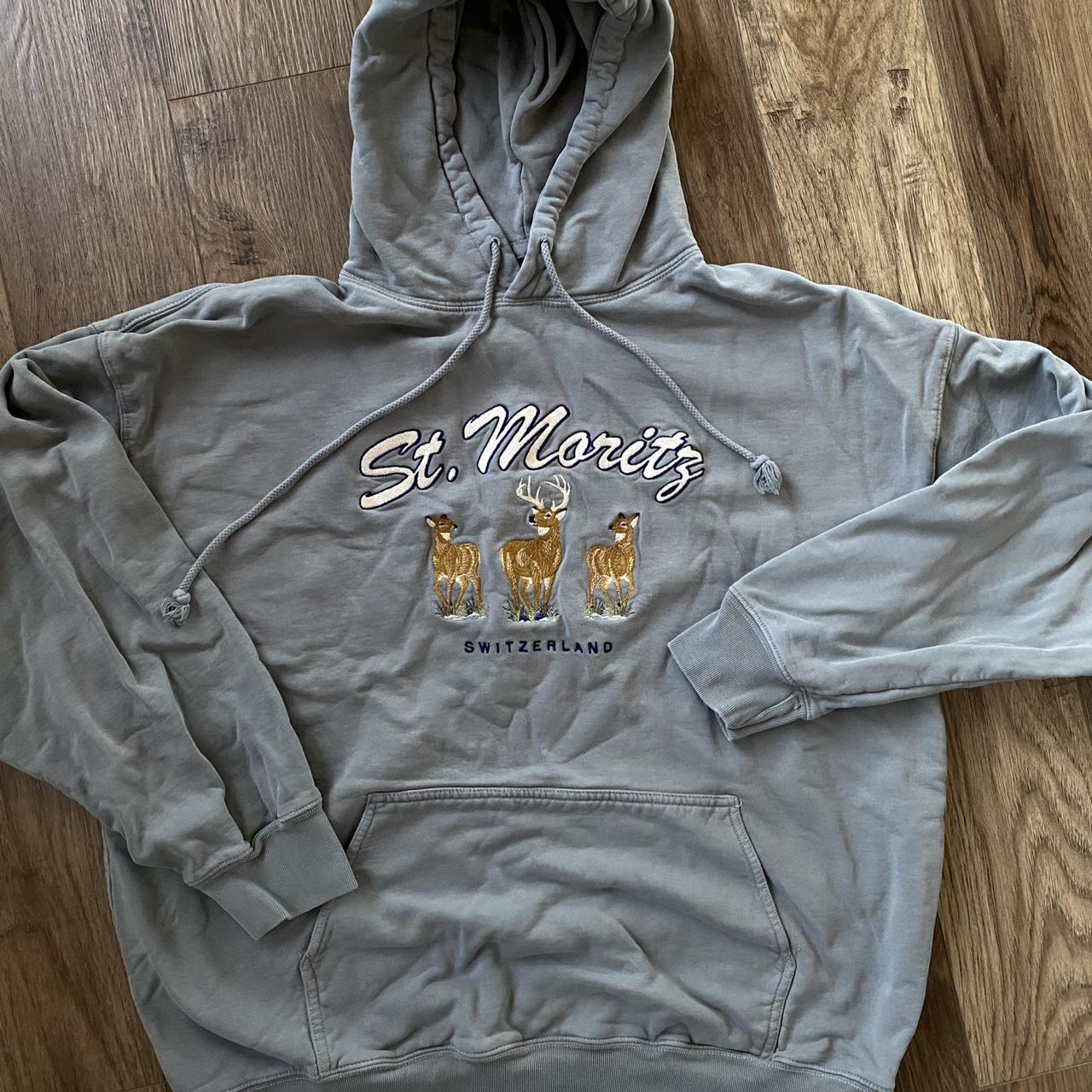Brandy Melville teal St. Moritz deer hoodie

Color...