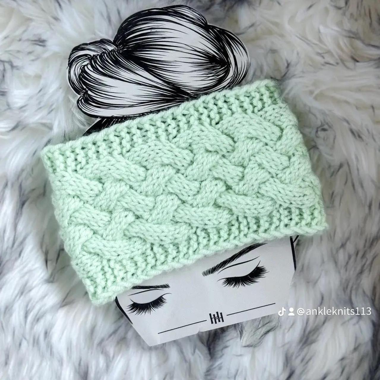 Mint green knitted headband