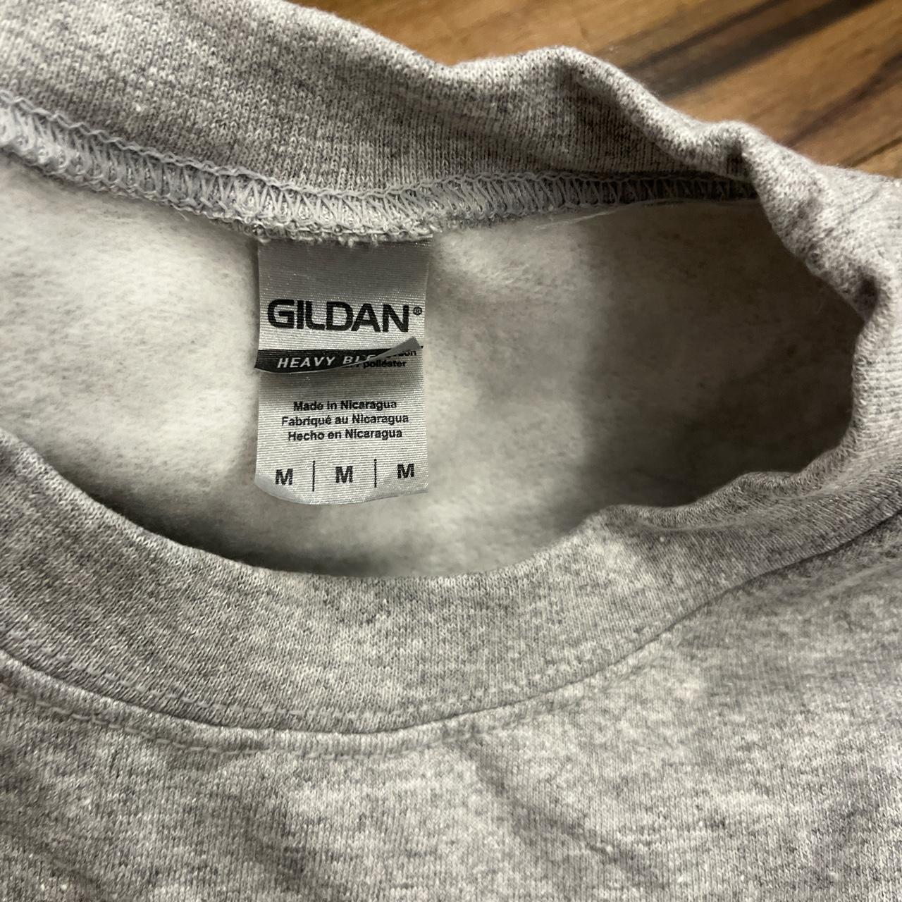 Gildan Men's Grey and Orange Sweatshirt | Depop