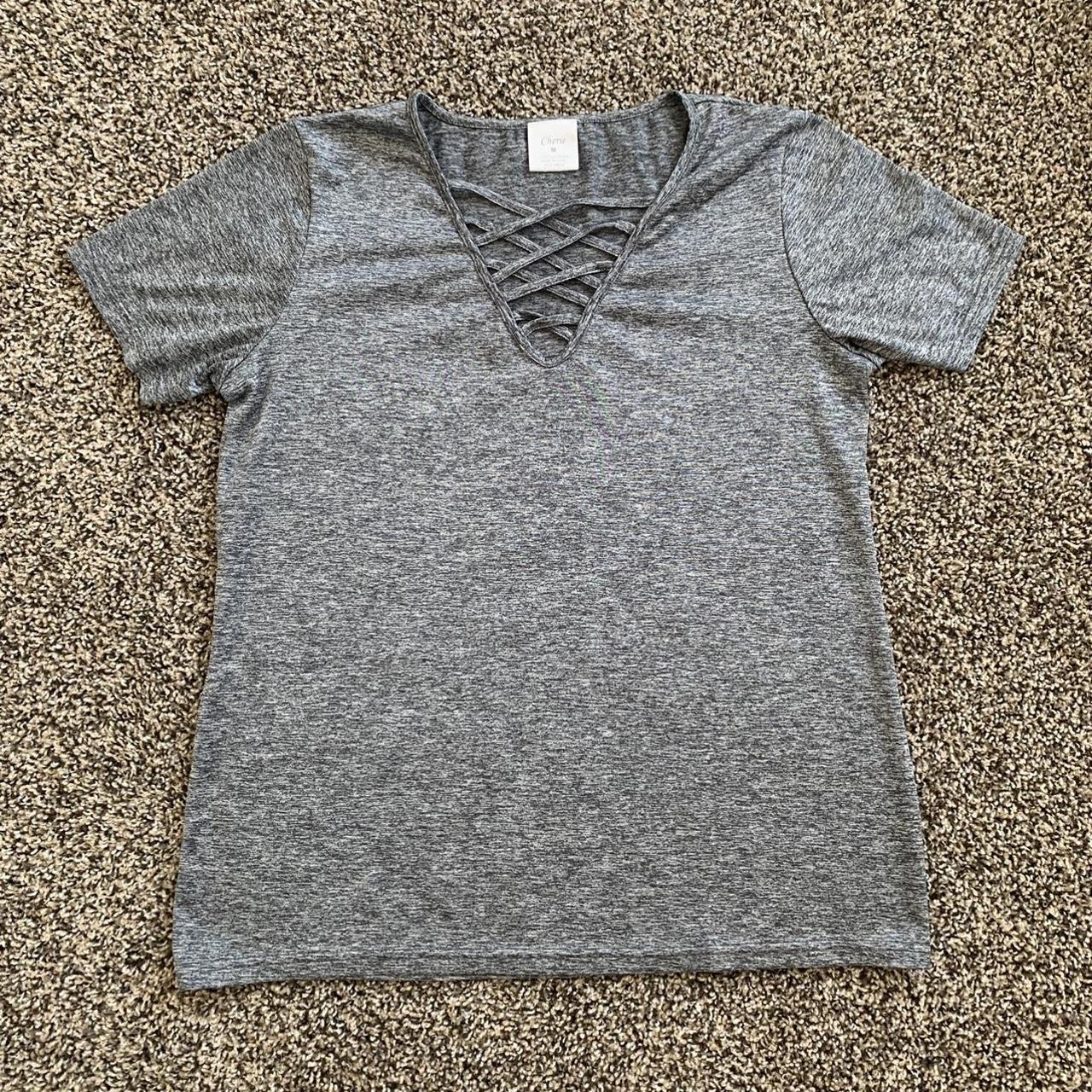 Cherie Amie Women's Grey and Black T-shirt (4)