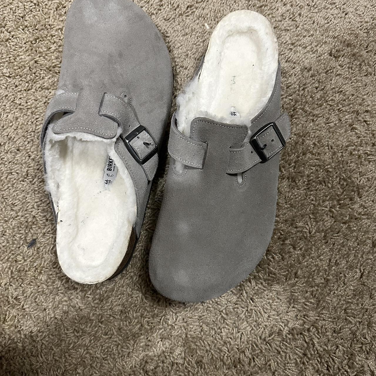 Birkenstock Men's Grey Clogs | Depop