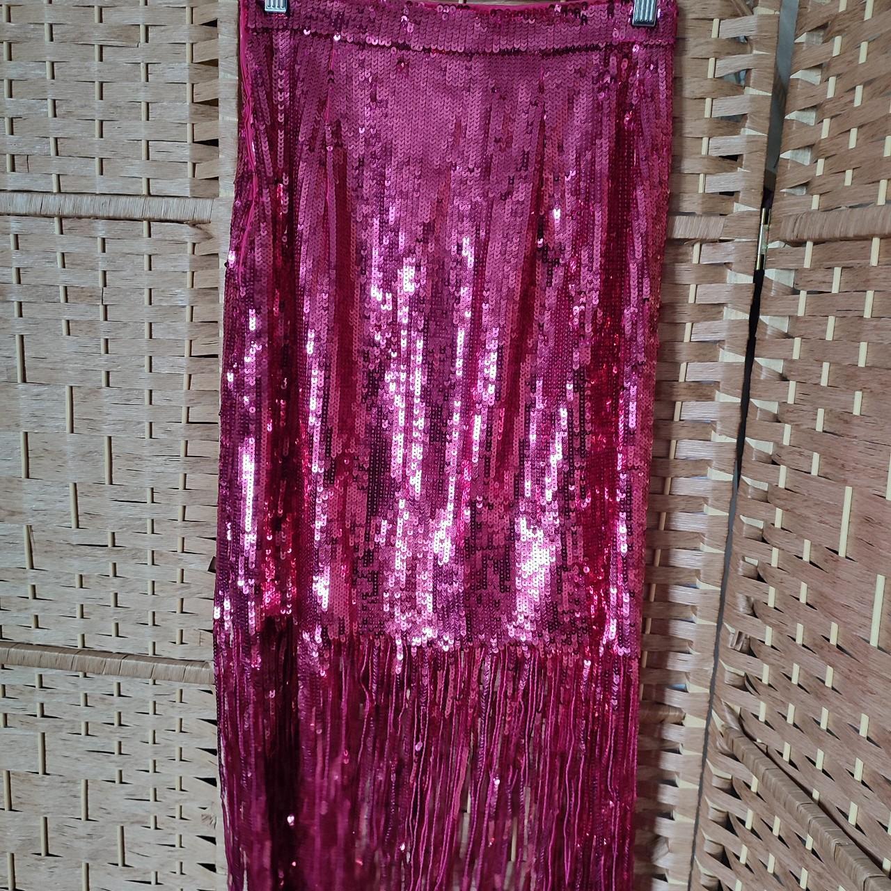 H&m pink sequin midi skirt best sale