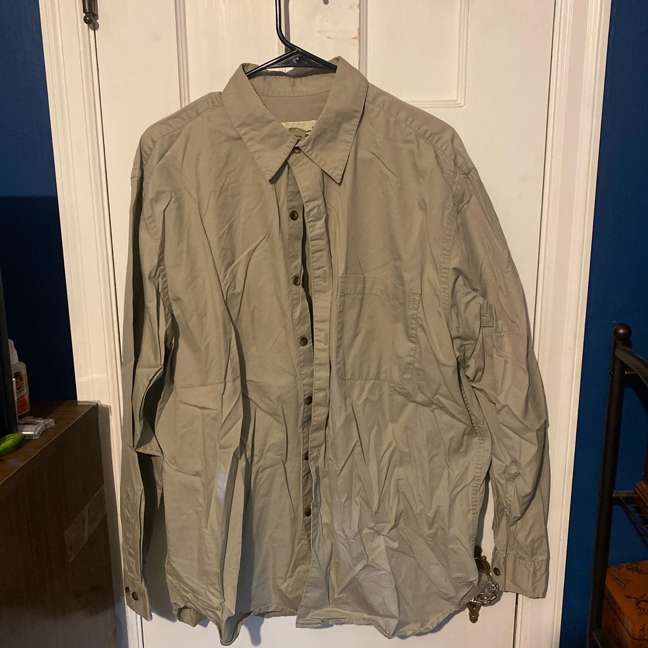 Eddie Bauer long sleeve khaki button up - Depop