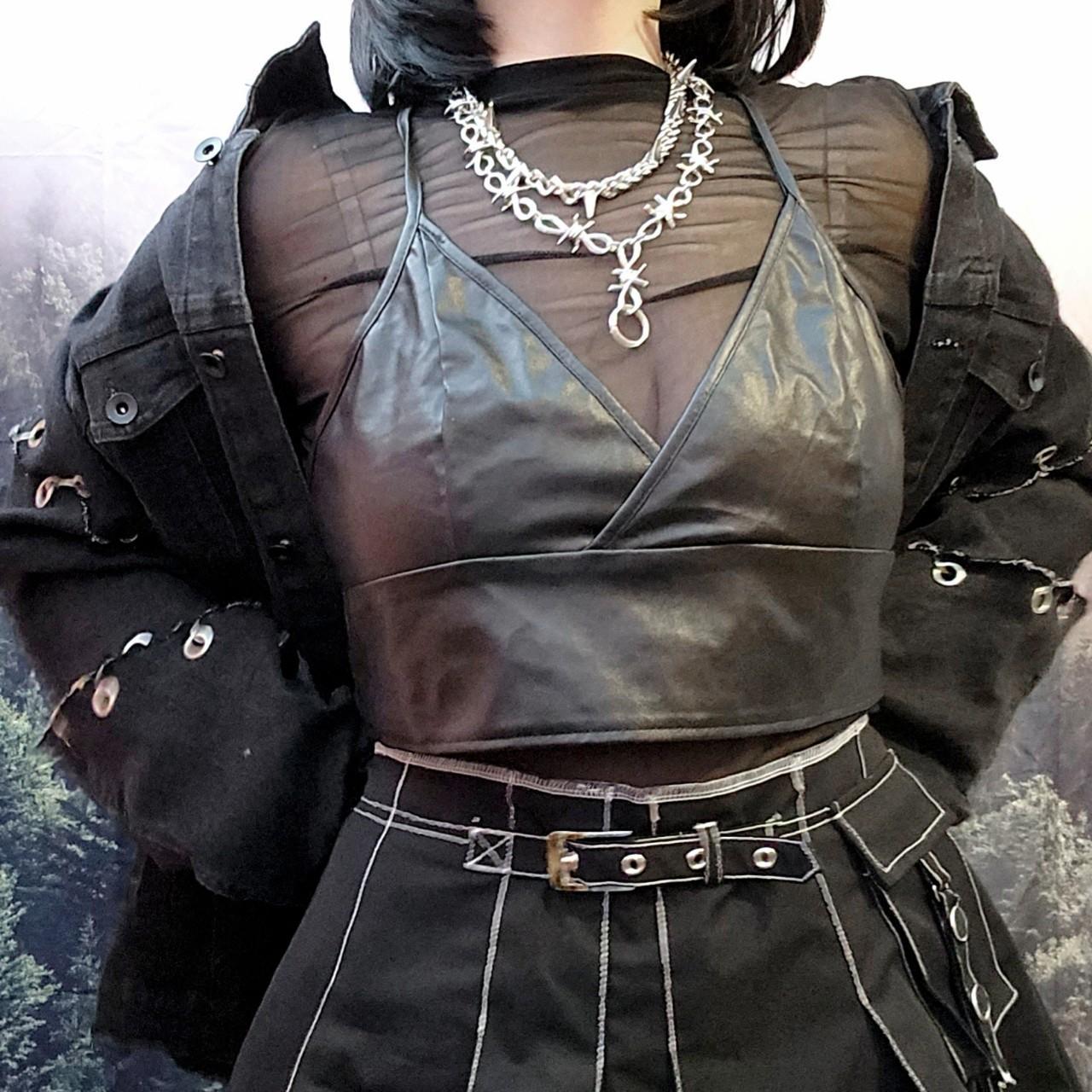 Women's Black and Silver Vest Depop
