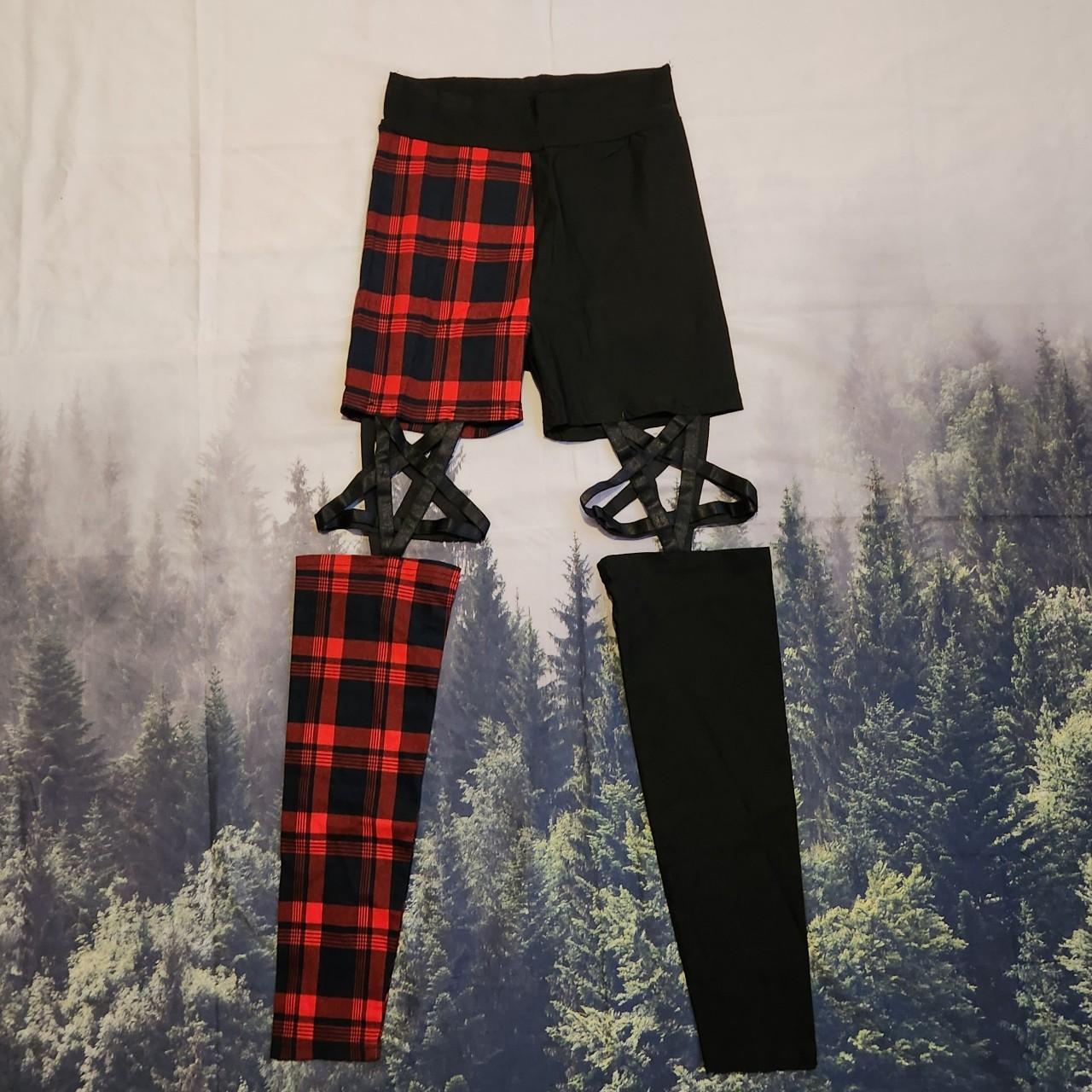 red and black split pants