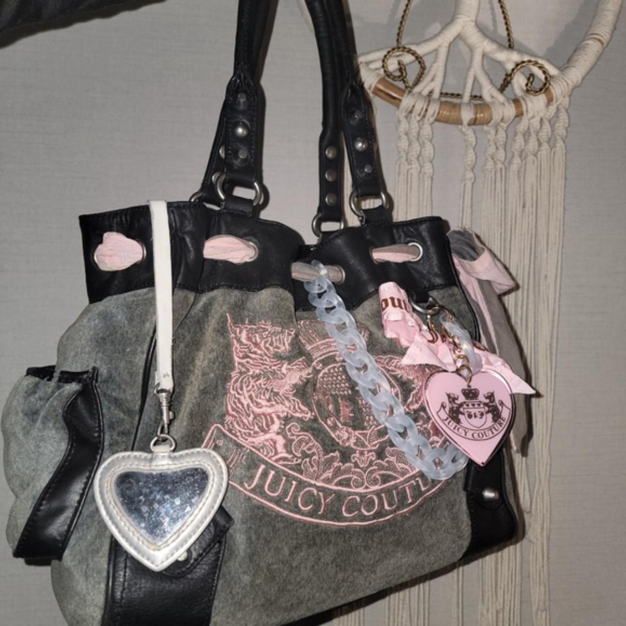 Juicy Couture gold tone black leather, heart and 'J' - Depop