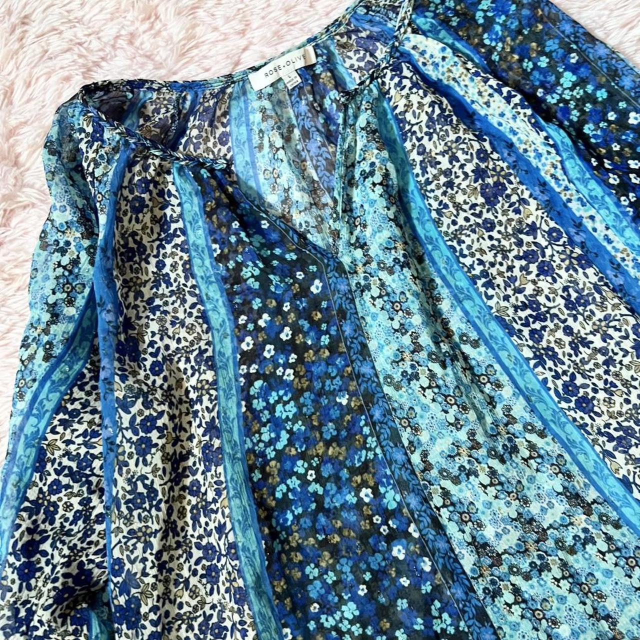 Women's Blouse - Blue/Multi - L – Patchwork Boho … - image 2