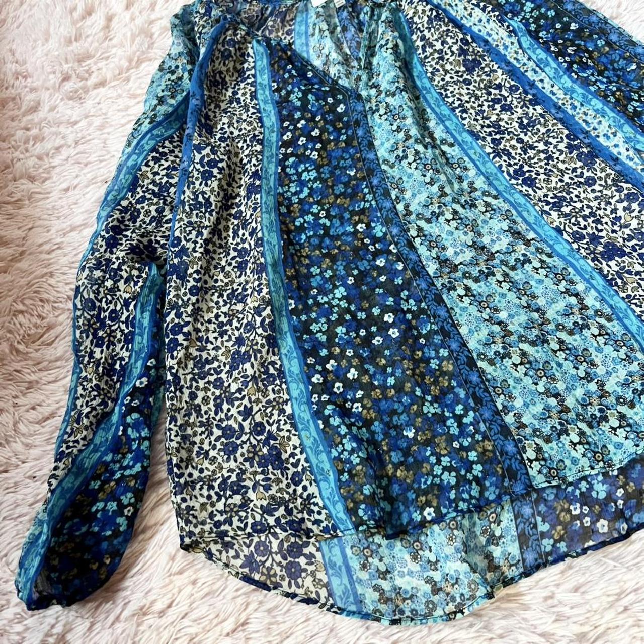 Women's Blouse - Blue/Multi - L – Patchwork Boho … - image 3