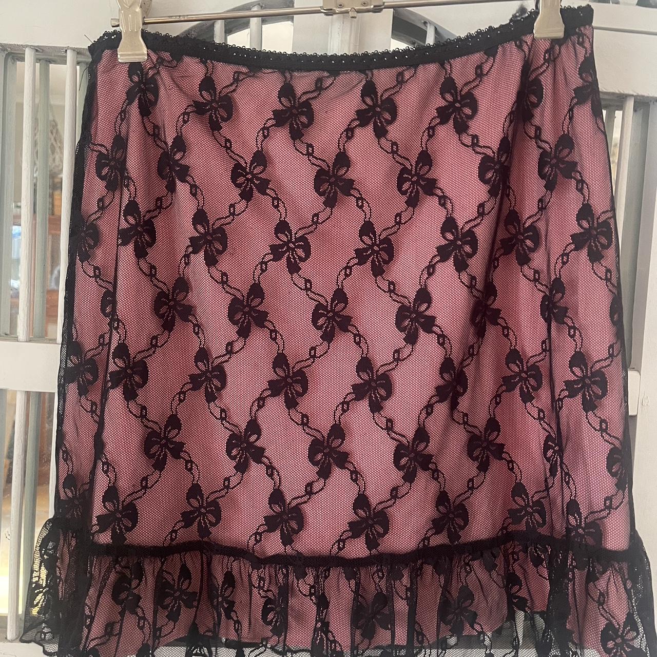 Dangerfield Black Lace Mini Skirt With Pink Lining Depop