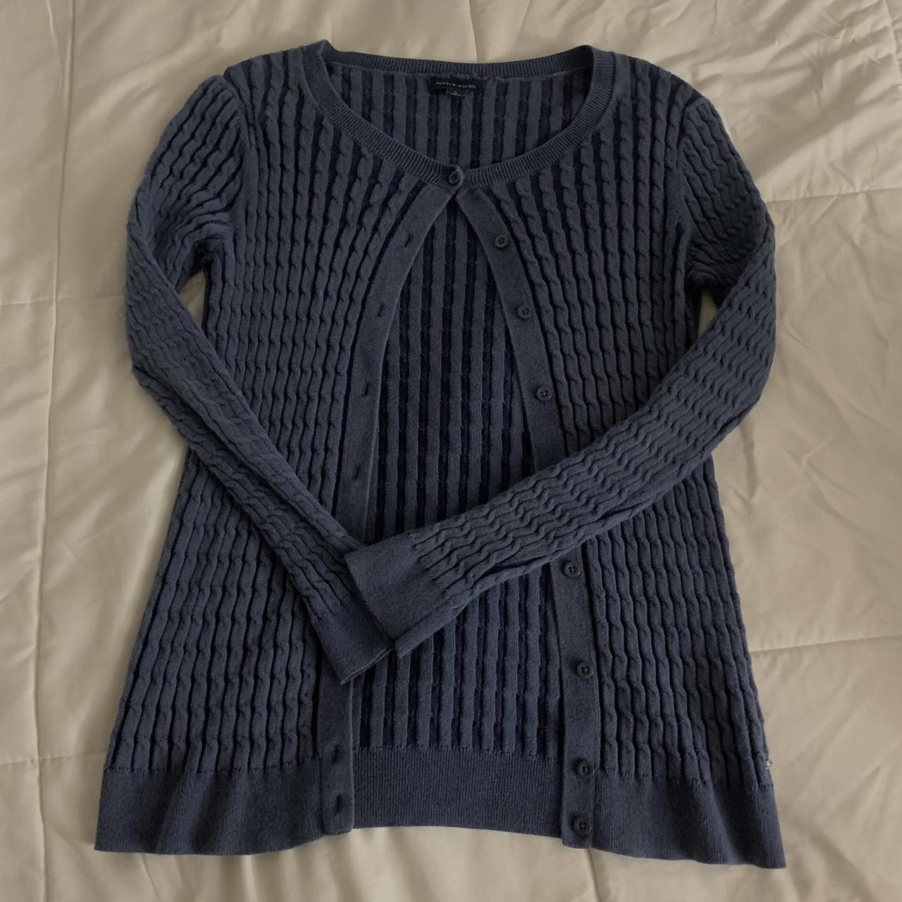 Tommy Hilfiger Women's Blue and Navy Cardigan | Depop