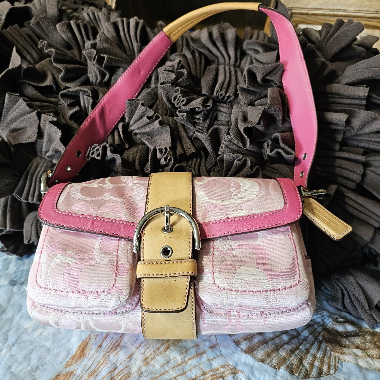 Y2k Pink Coach Shoulder Bag soho signature - Depop