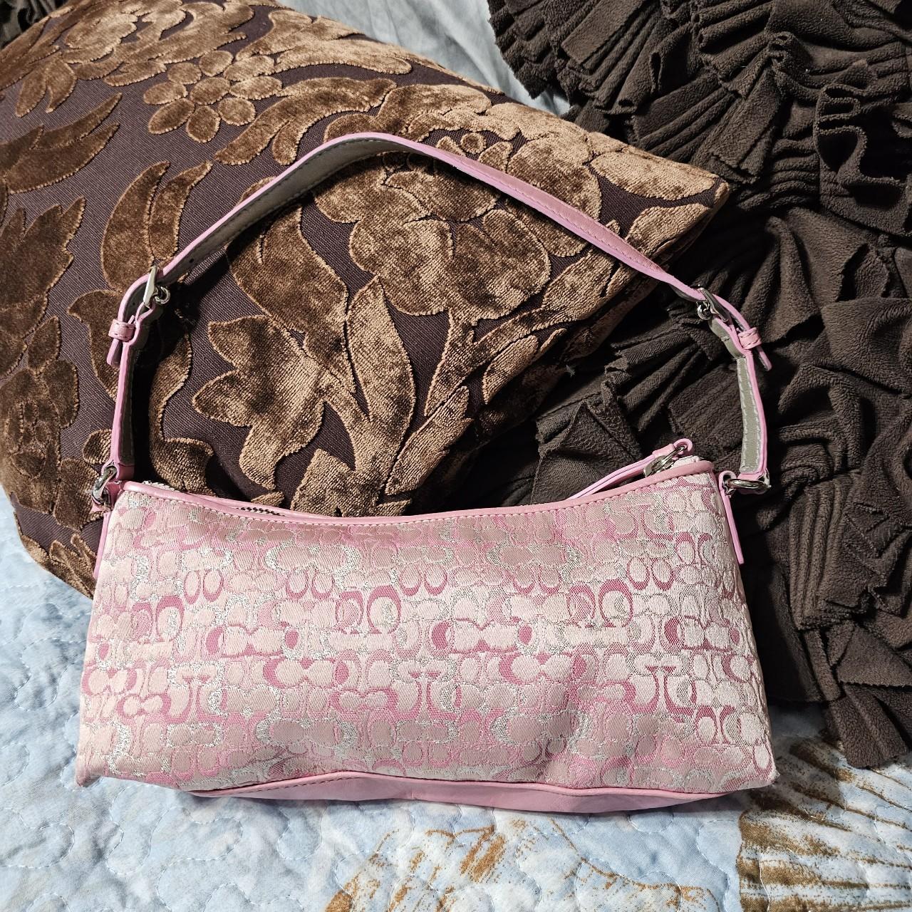 Coach Leather-Trimmed Monogram Pochette - Pink Shoulder Bags