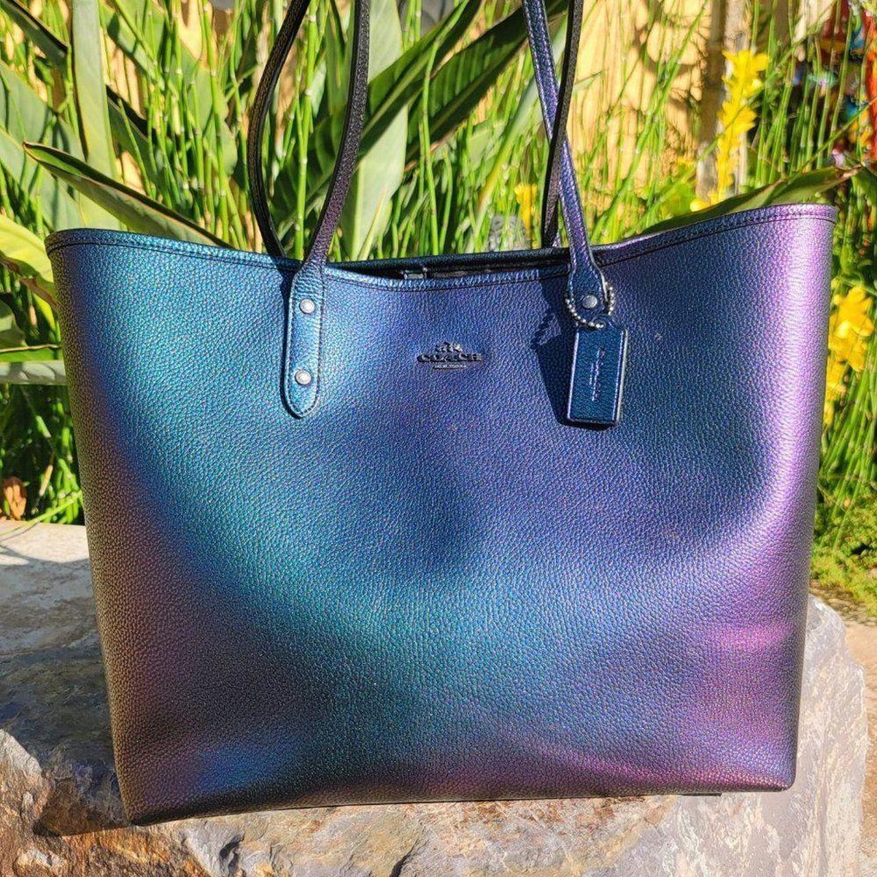 COACH 'SOFT' WALLET Hologram Leather Snap Multi Function Rose purple blue  NEW | eBay