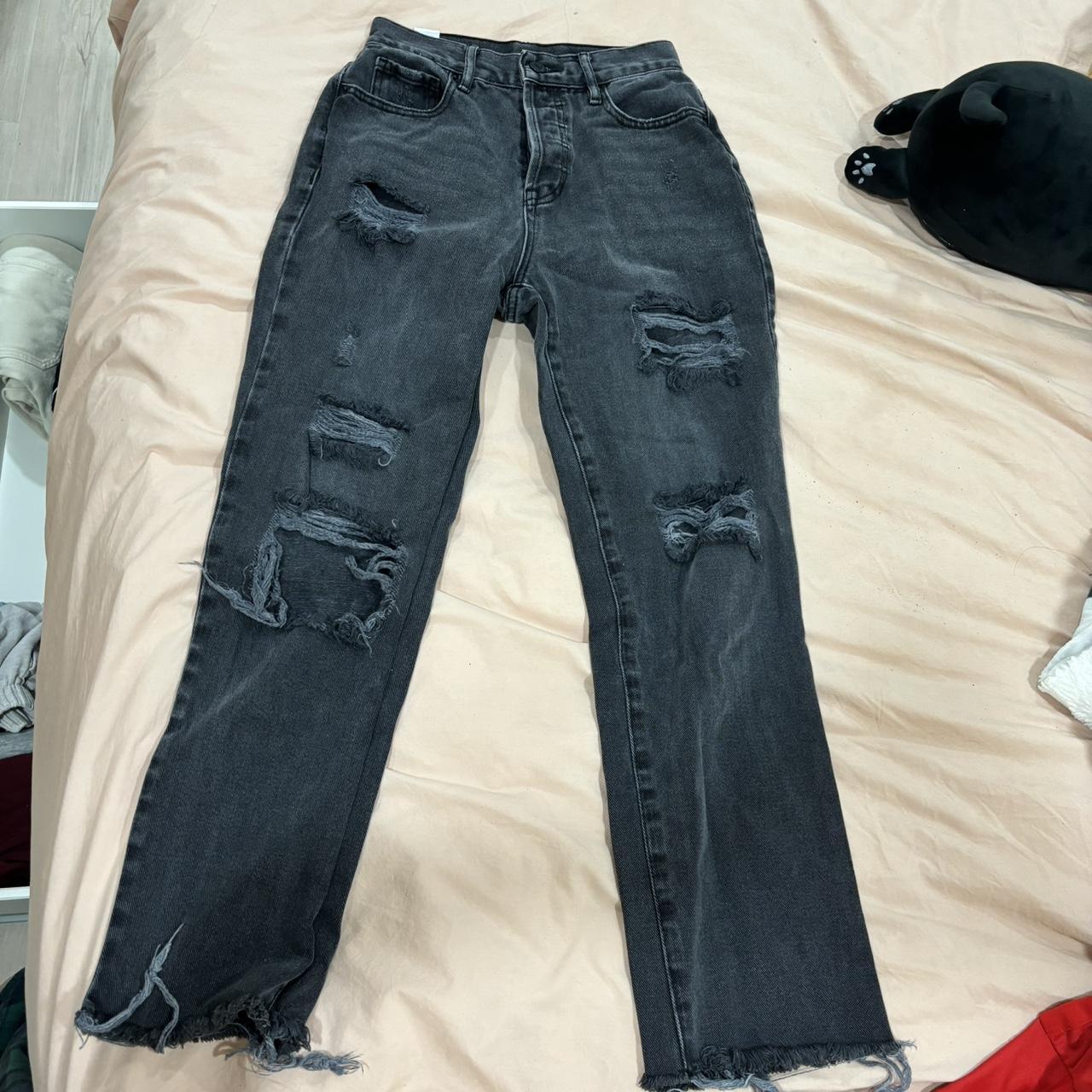 PacSun Women's Straight leg Distressed Jeans Black/Grey 24