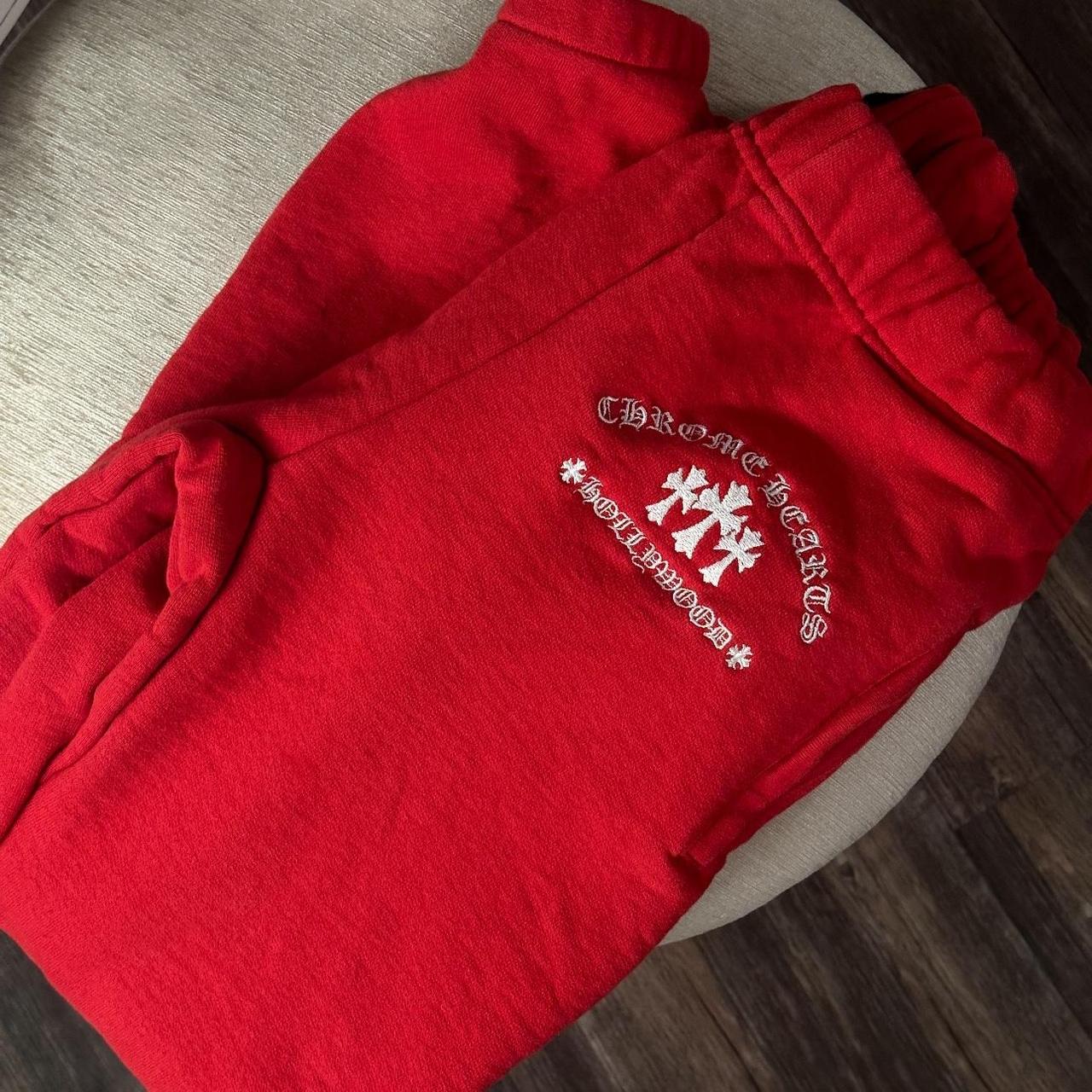 Chrome red Hollywood cross sweat pant - exclusive | Depop Chrome red Hollywood cross sweat pant - exclusive | Depop