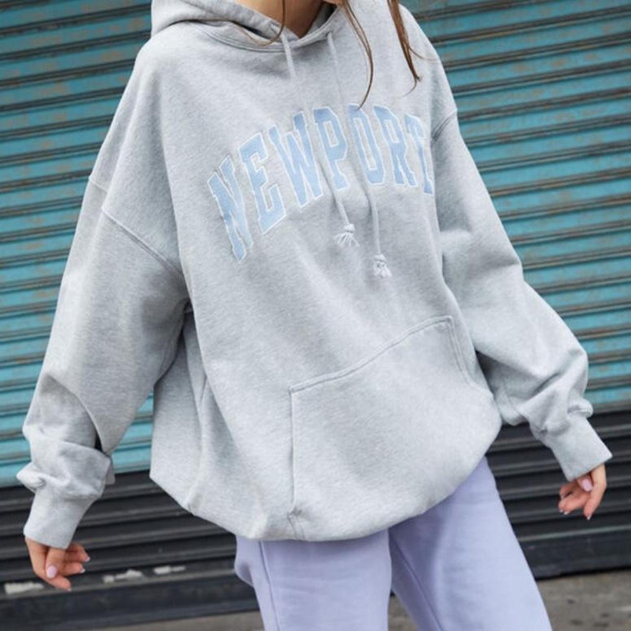 Grey New York Brandy Melville Oversized Hoodie -on... - Depop