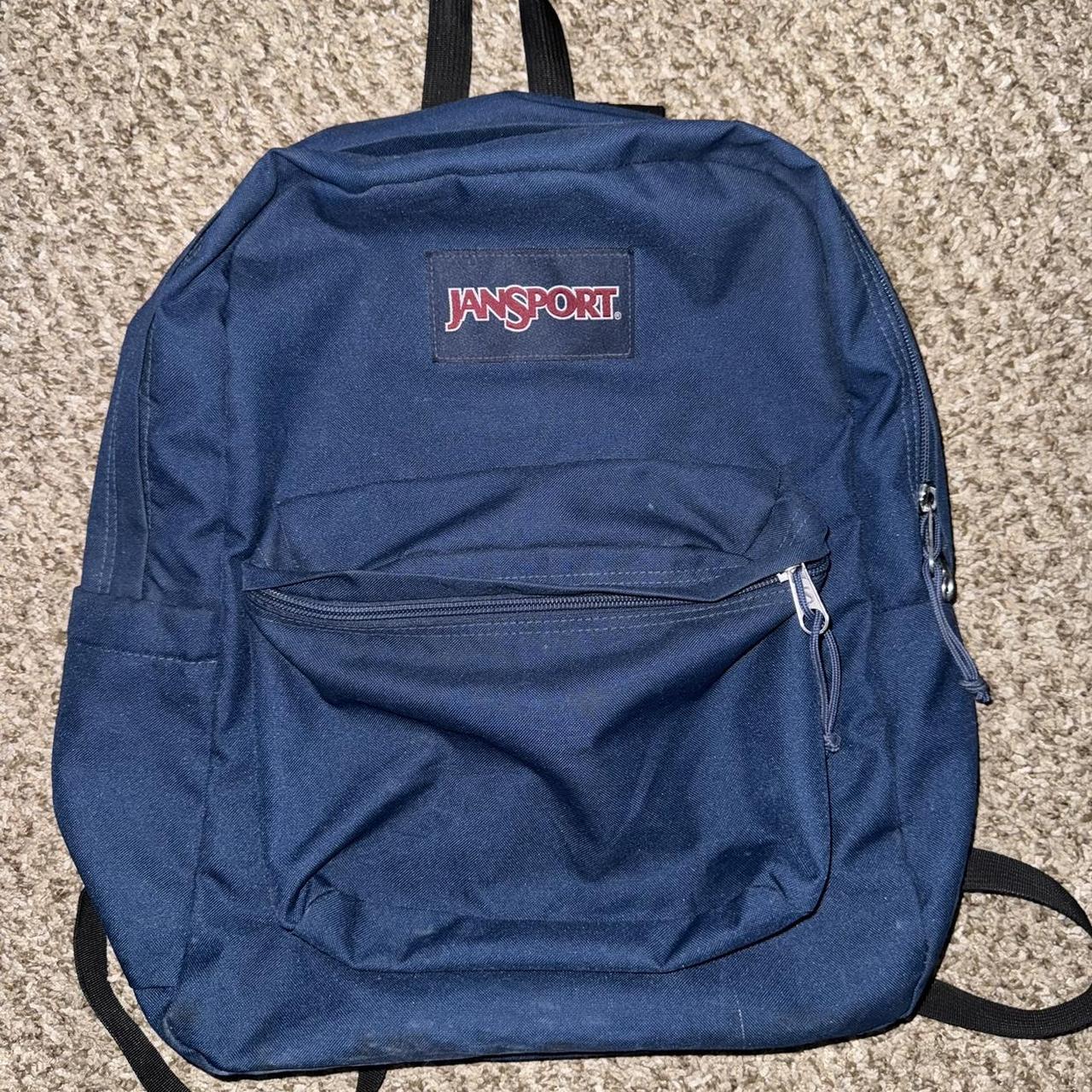 Navy blue Jansport backpack - used and a little... - Depop