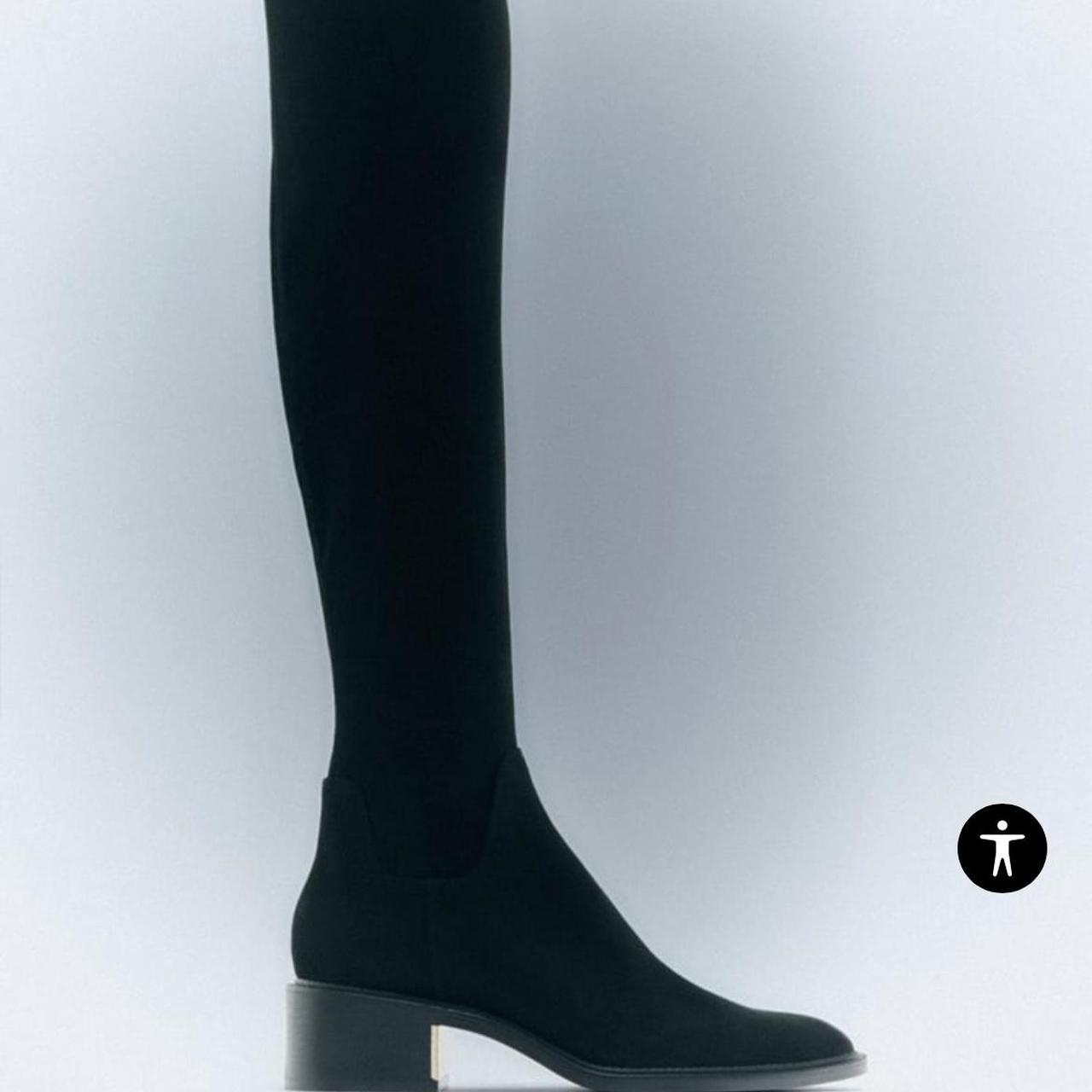 Zara over the knee black boots size 5 - Depop