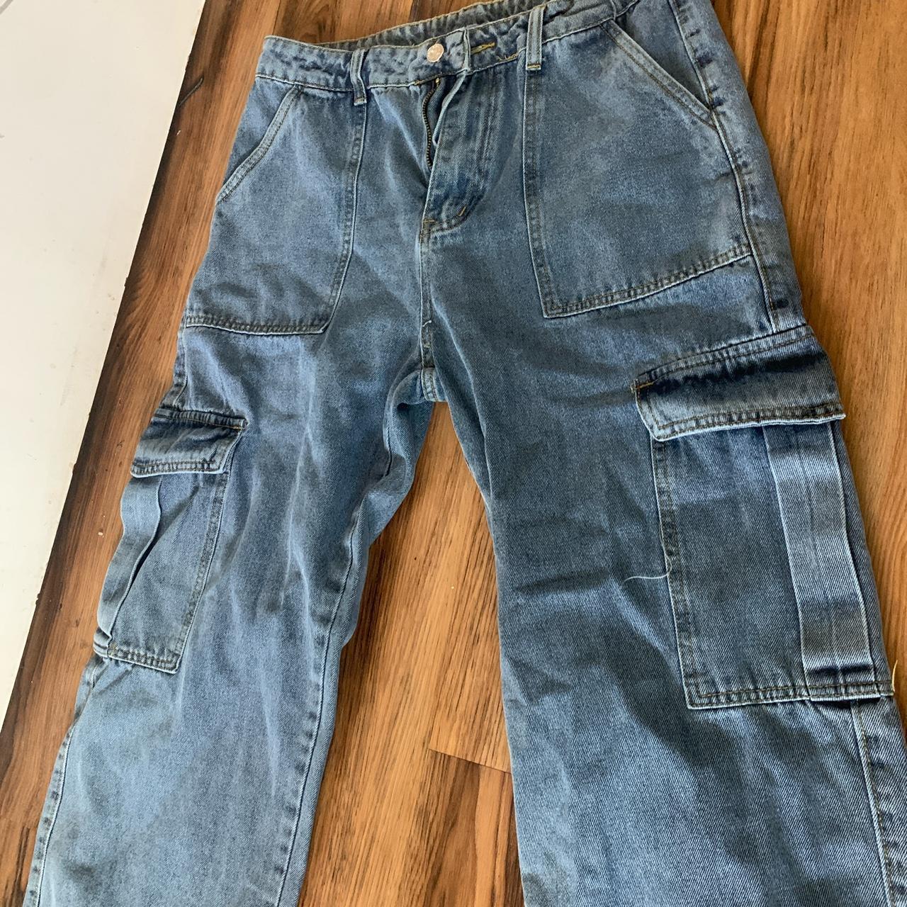 Never Worn Denim Cargo Pants (brand Not Accurate, - Depop